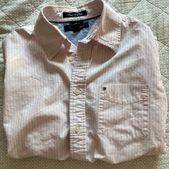 Tommy Hilfiger | Vintage | 90’s | Pink/White Striped | Button Down | Medium - Picture 3 of 7